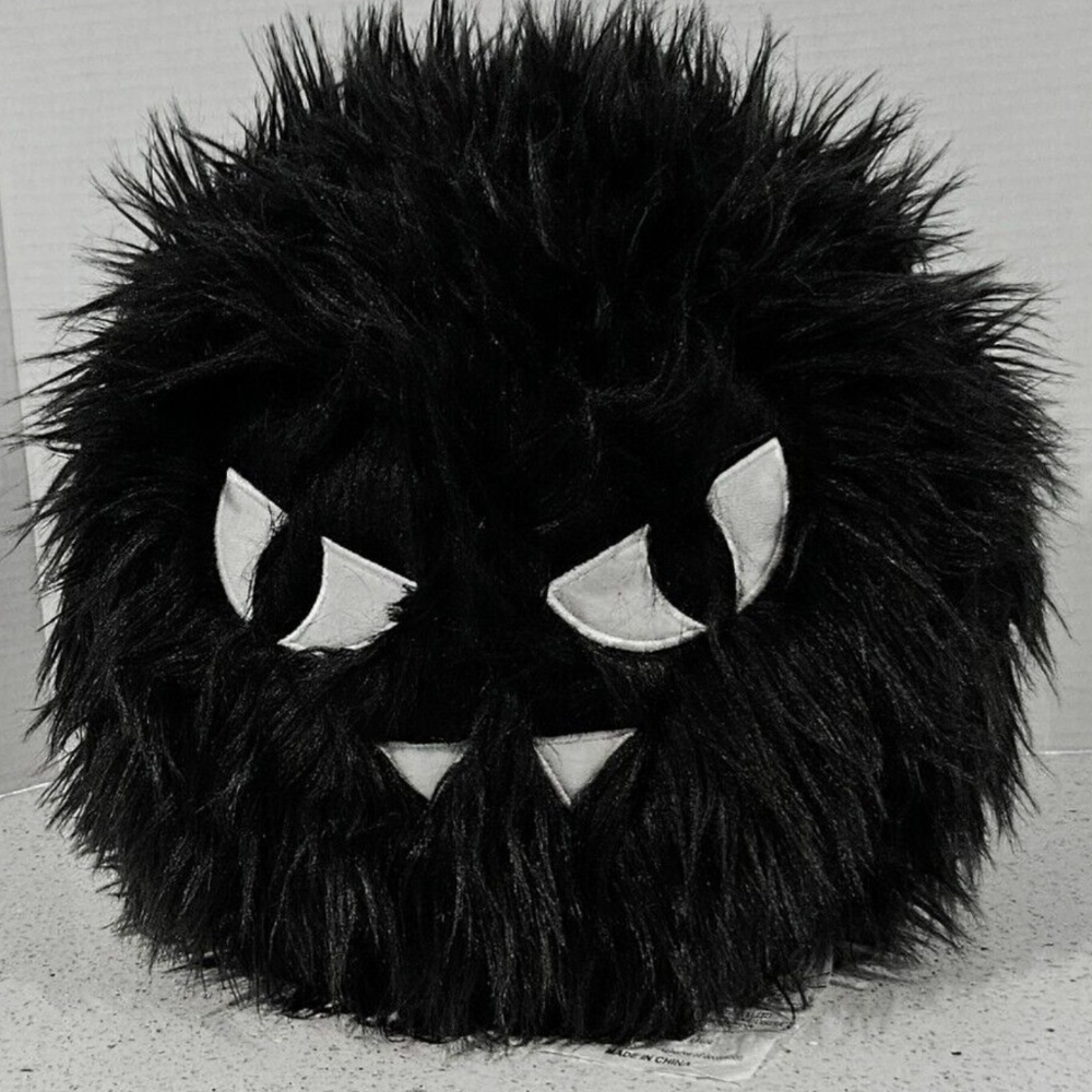 NWT Novogratz Halloween furry black monster pillow glow in the dark throw pillow